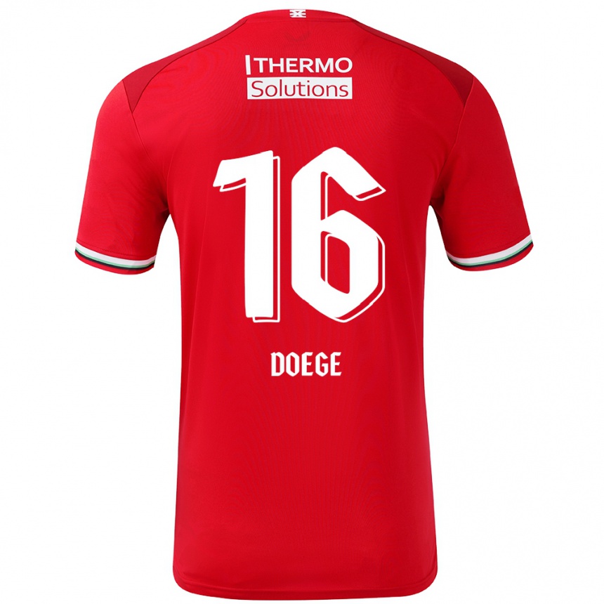 Niño Fútbol Camiseta Leonie Doege #16 Rojo Blanco 1ª Equipación 2024/25 Perú