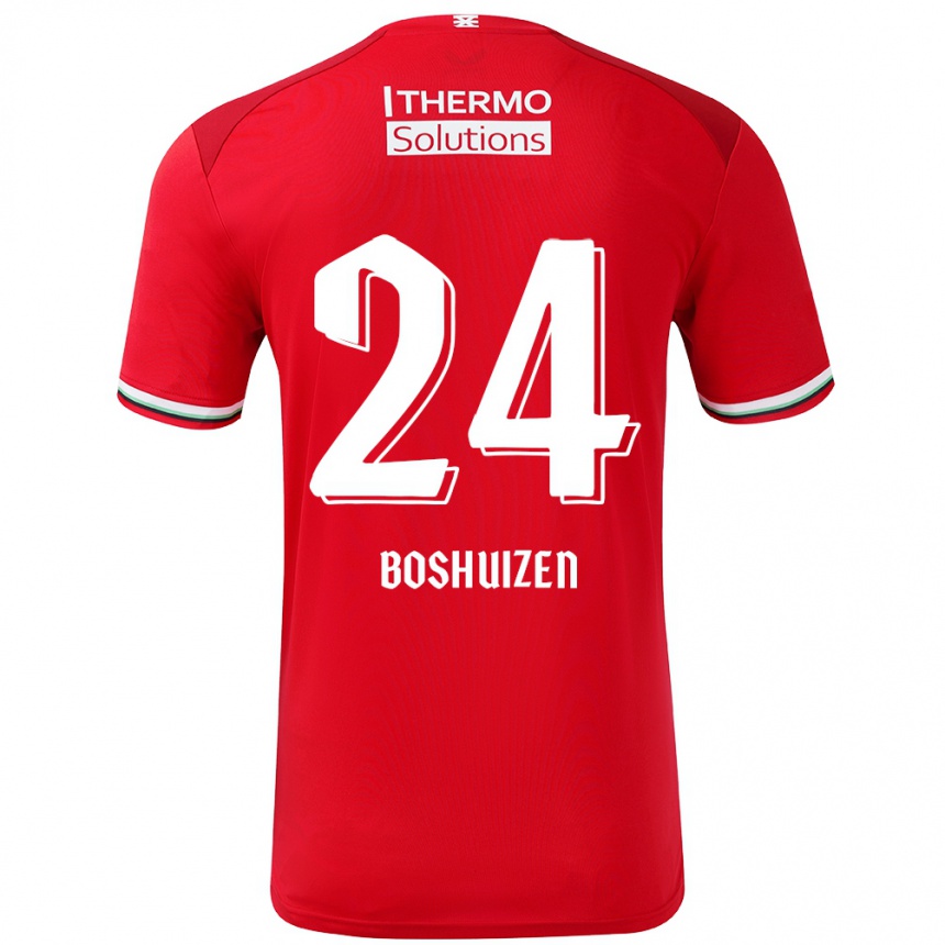 Niño Fútbol Camiseta Annouk Boshuizen #24 Rojo Blanco 1ª Equipación 2024/25 Perú