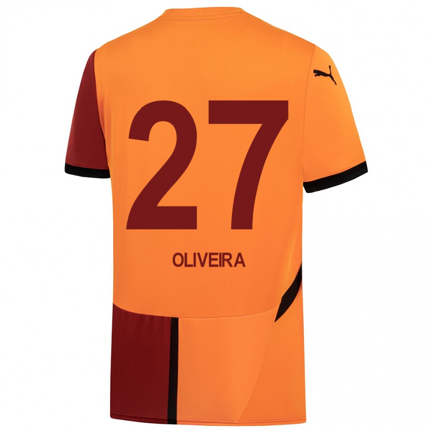 Niño Fútbol Camiseta Sérgio Oliveira #27 Amarillo Rojo 1ª Equipación 2024/25 Perú