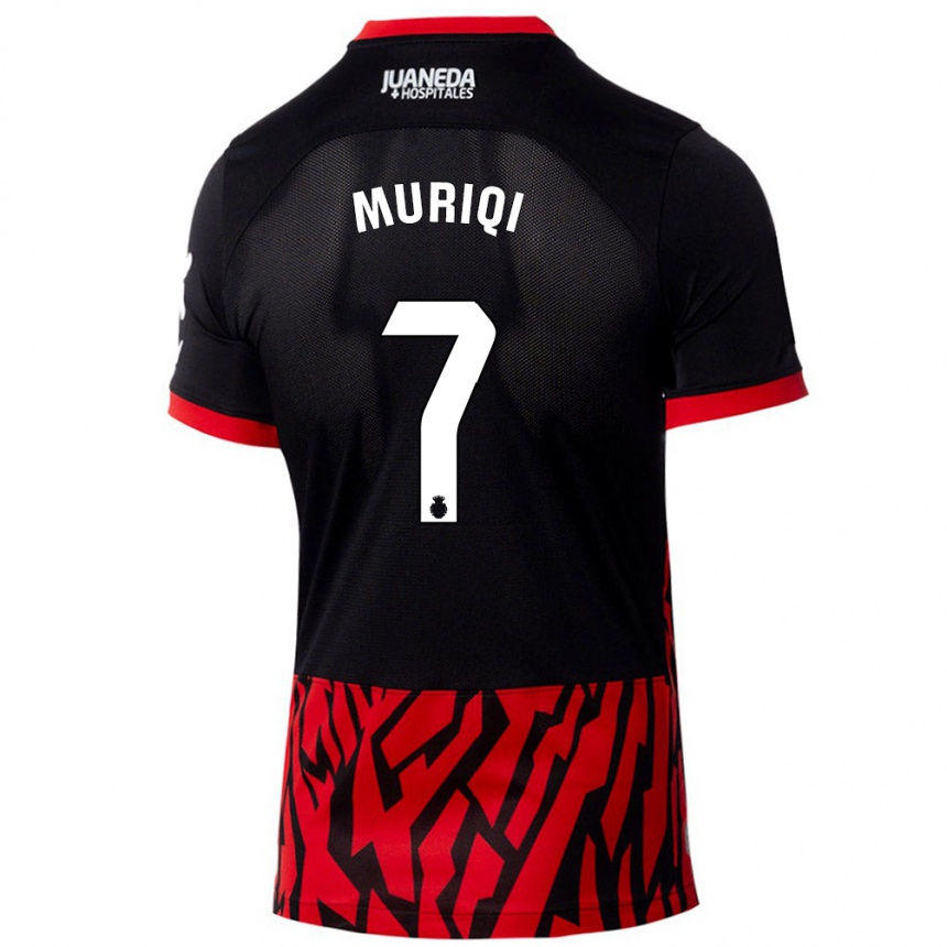 Niño Fútbol Camiseta Vedat Muriqi #7 Negro Rojo 1ª Equipación 2024/25 Perú