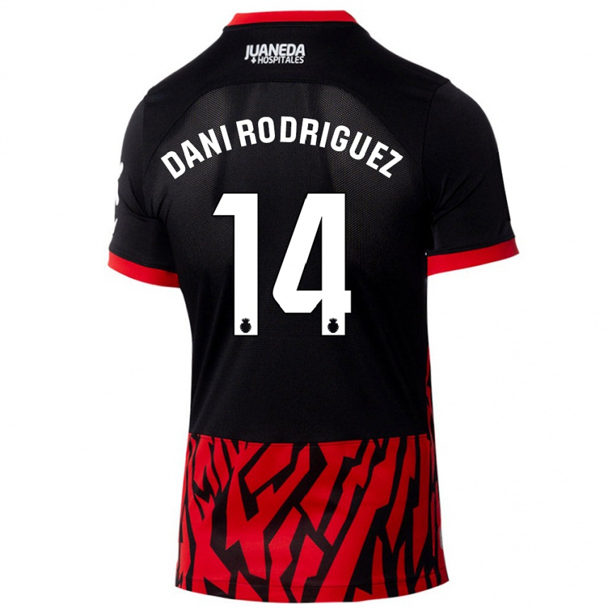 Niño Fútbol Camiseta Dani Rodríguez #14 Negro Rojo 1ª Equipación 2024/25 Perú