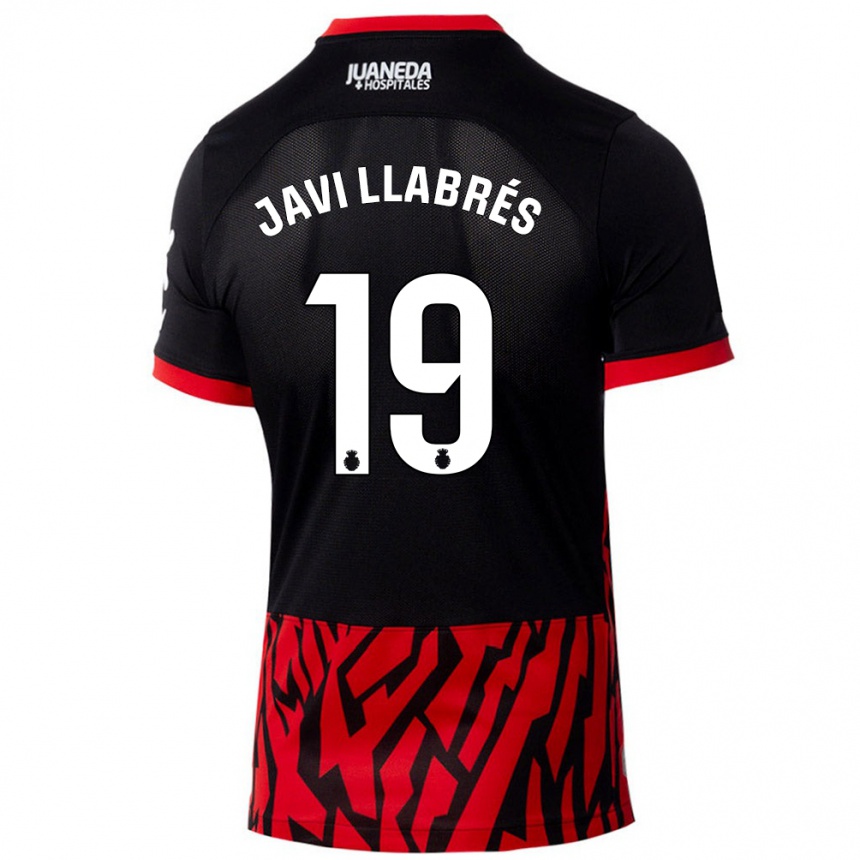 Niño Fútbol Camiseta Javi Llabrés #19 Negro Rojo 1ª Equipación 2024/25 Perú