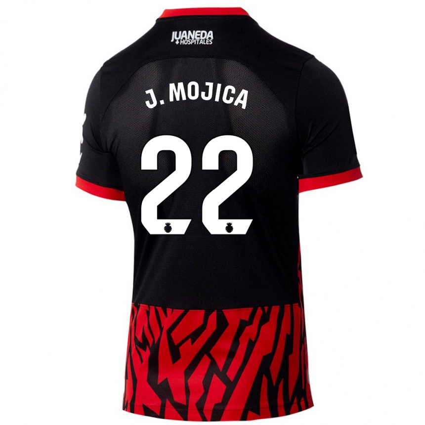 Niño Fútbol Camiseta Johan Mojica #22 Negro Rojo 1ª Equipación 2024/25 Perú