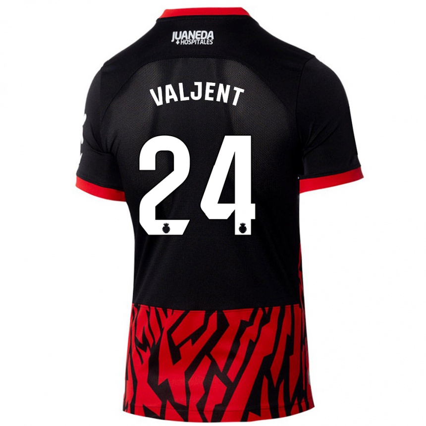 Niño Fútbol Camiseta Martin Valjent #24 Negro Rojo 1ª Equipación 2024/25 Perú