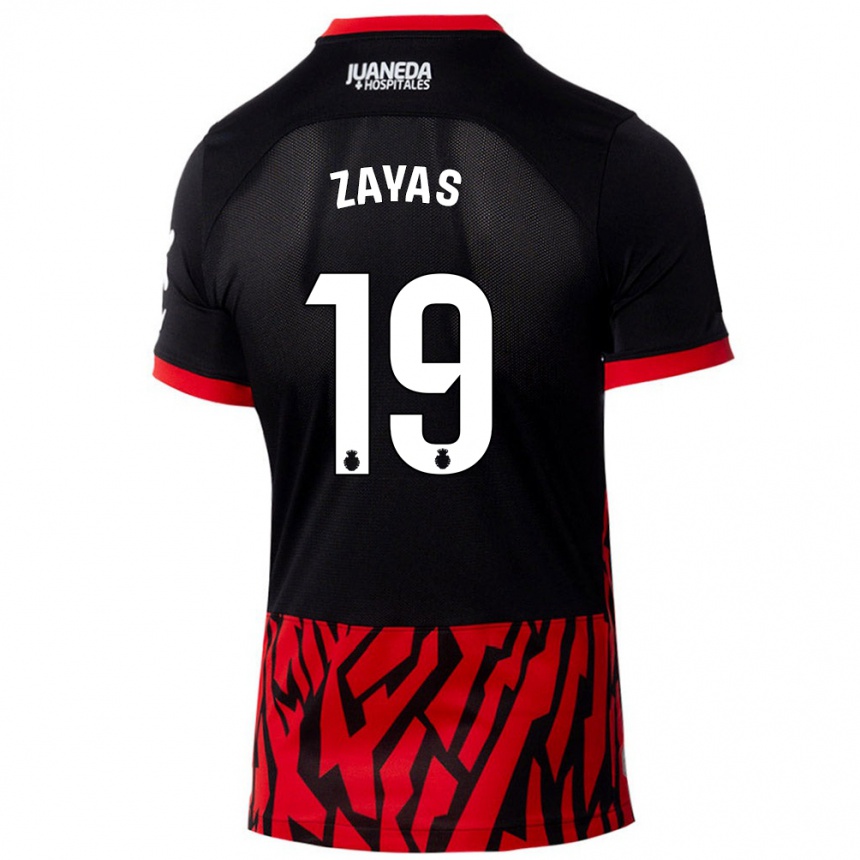 Niño Fútbol Camiseta Yosmel Zayas #19 Negro Rojo 1ª Equipación 2024/25 Perú