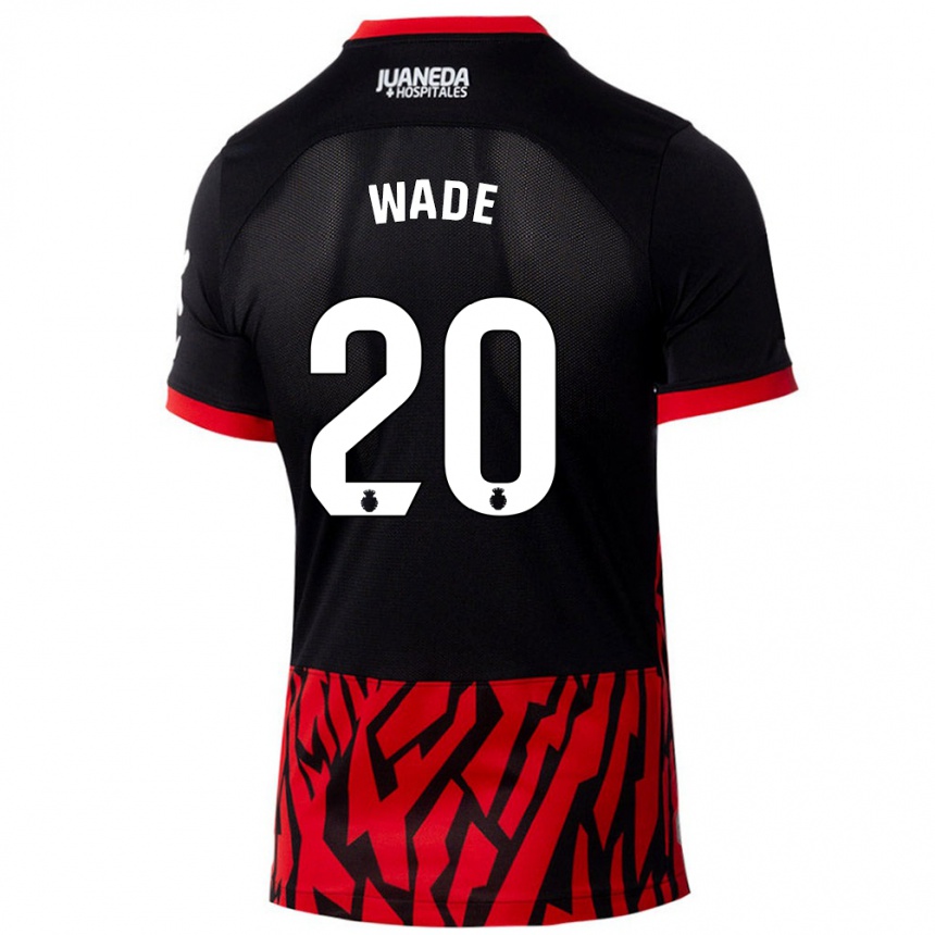 Niño Fútbol Camiseta Sebas Wade #20 Negro Rojo 1ª Equipación 2024/25 Perú