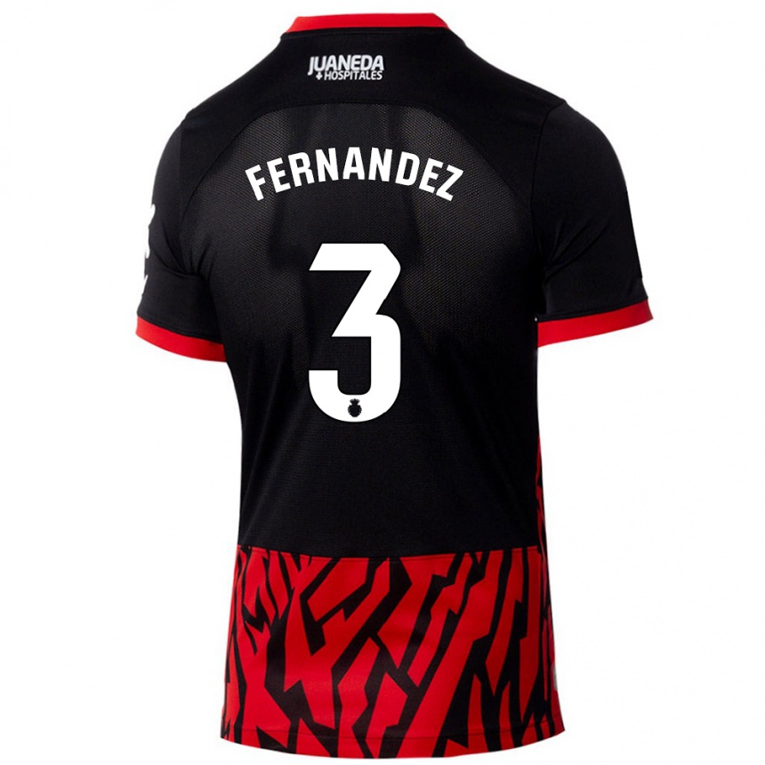 Niño Fútbol Camiseta Marcos Fernández #3 Negro Rojo 1ª Equipación 2024/25 Perú