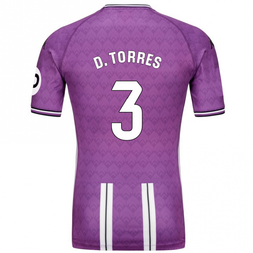 Niño Fútbol Camiseta David Torres #3 Púrpura Blanco 1ª Equipación 2024/25 Perú