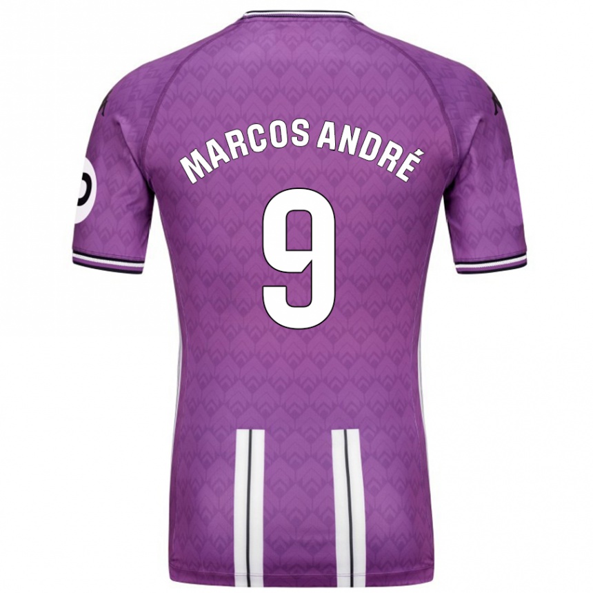 Niño Fútbol Camiseta Marcos André #9 Púrpura Blanco 1ª Equipación 2024/25 Perú