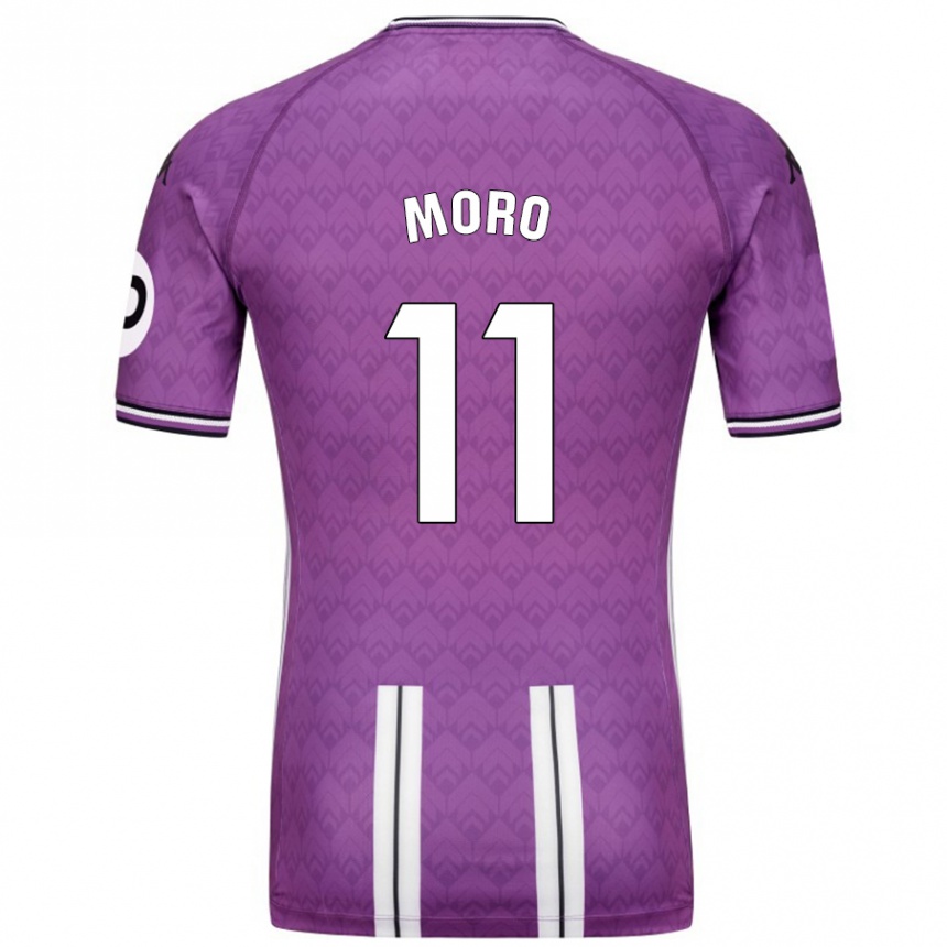 Niño Fútbol Camiseta Raúl Moro #11 Púrpura Blanco 1ª Equipación 2024/25 Perú