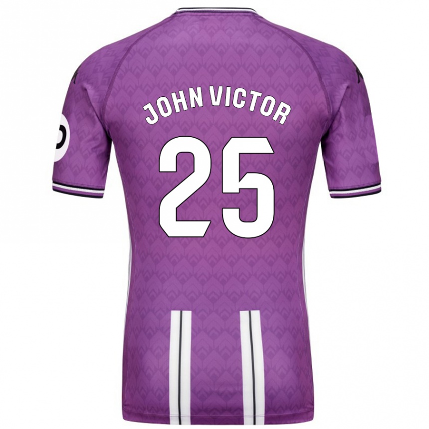 Niño Fútbol Camiseta John Victor #25 Púrpura Blanco 1ª Equipación 2024/25 Perú