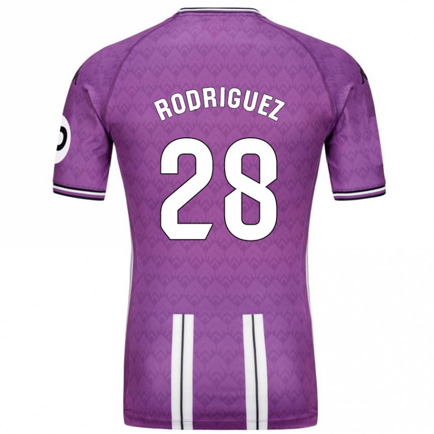 Niño Fútbol Camiseta Yago Rodríguez #28 Púrpura Blanco 1ª Equipación 2024/25 Perú