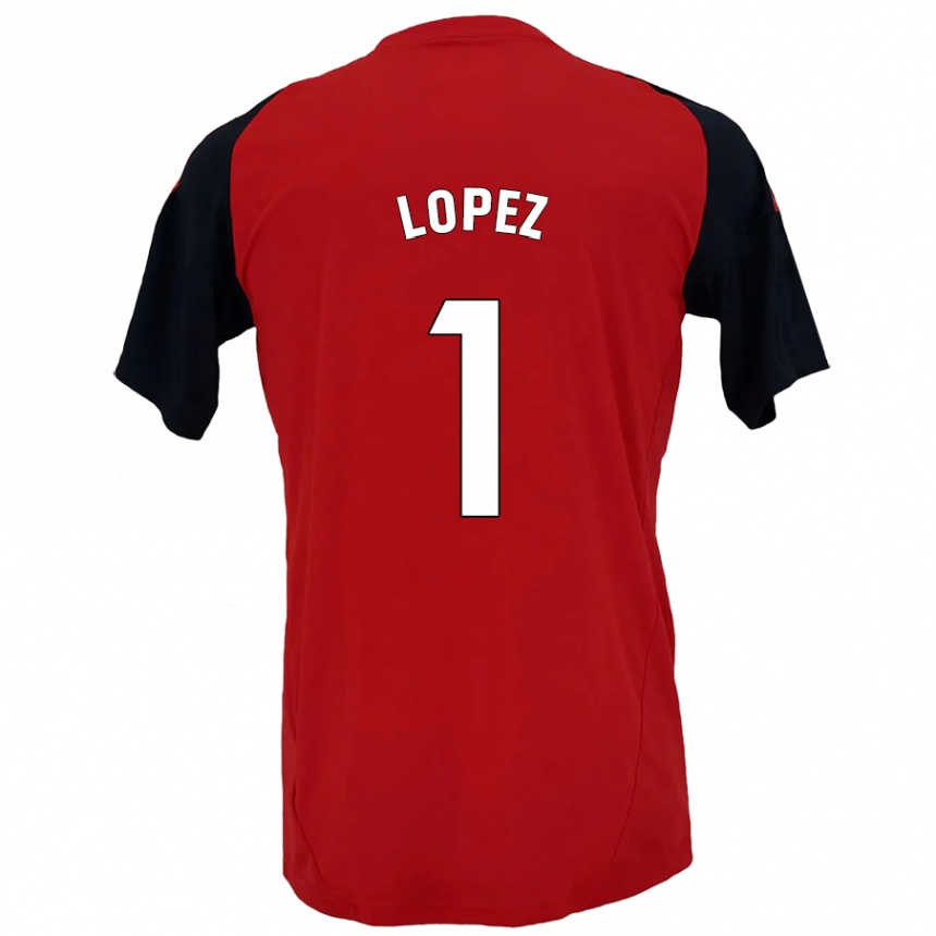 Niño Fútbol Camiseta Luis López #1 Rojo Negro 1ª Equipación 2024/25 Perú