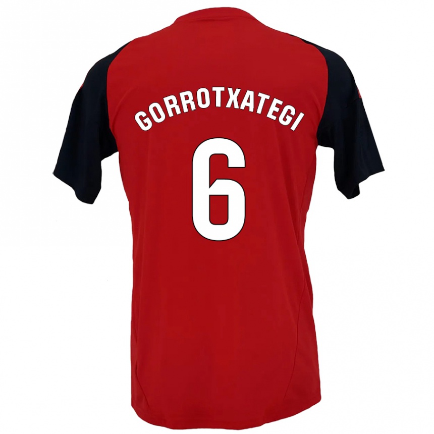 Niño Fútbol Camiseta Jon Gorrotxategi #6 Rojo Negro 1ª Equipación 2024/25 Perú