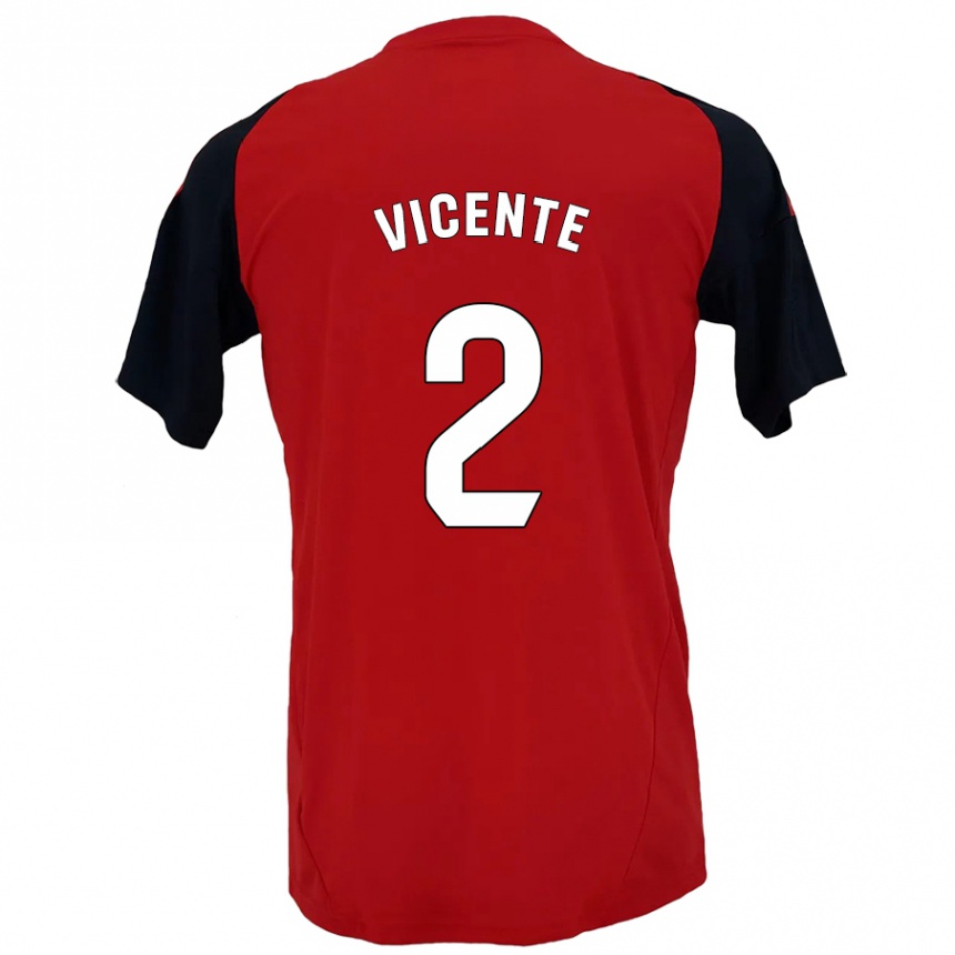 Niño Fútbol Camiseta David Vicente #2 Rojo Negro 1ª Equipación 2024/25 Perú