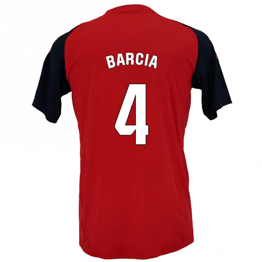 Niño Fútbol Camiseta Sergio Barcia #4 Rojo Negro 1ª Equipación 2024/25 Perú