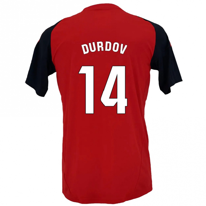 Niño Fútbol Camiseta Ivan Durdov #14 Rojo Negro 1ª Equipación 2024/25 Perú