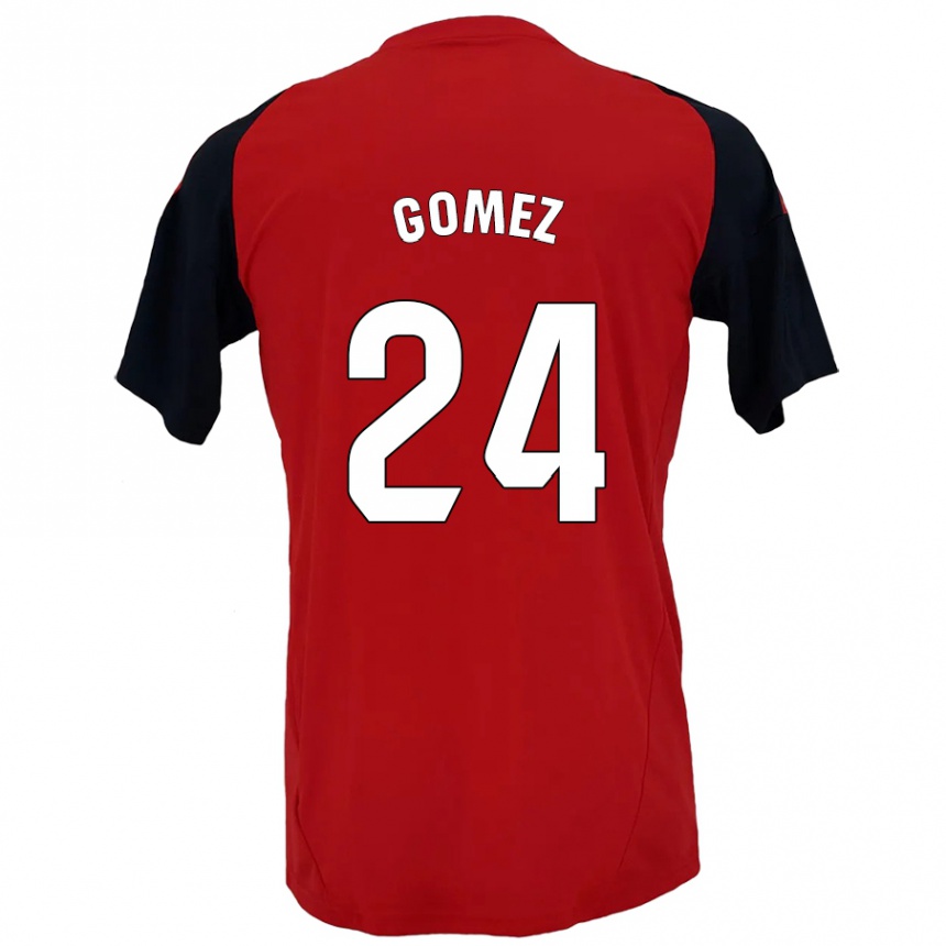 Niño Fútbol Camiseta Jonathan Gómez #24 Rojo Negro 1ª Equipación 2024/25 Perú