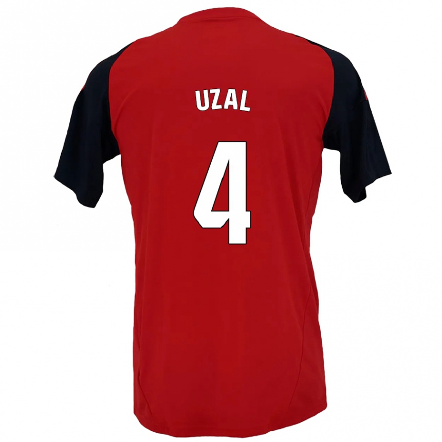 Niño Fútbol Camiseta Yeray Uzal #4 Rojo Negro 1ª Equipación 2024/25 Perú