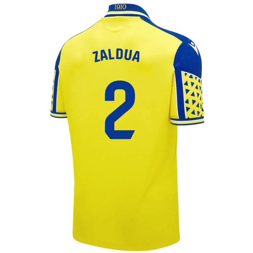 Niño Fútbol Camiseta Joseba Zaldua #2 Amarillo Azul 1ª Equipación 2024/25 Perú