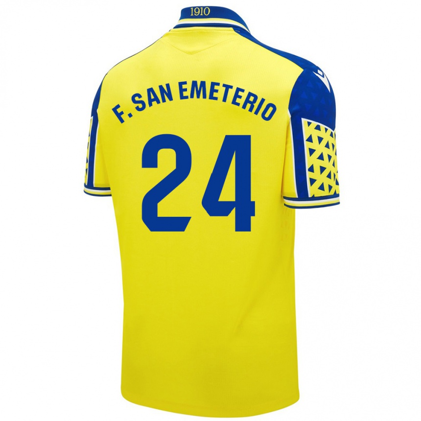 Niño Fútbol Camiseta Fede San Emeterio #24 Amarillo Azul 1ª Equipación 2024/25 Perú