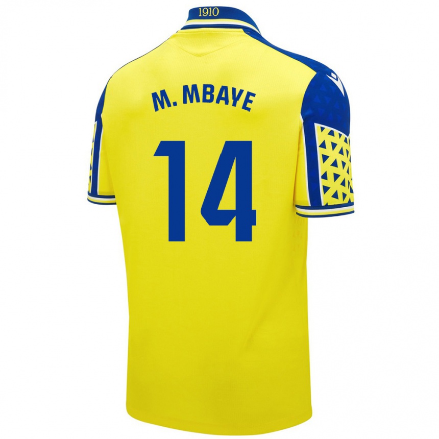 Niño Fútbol Camiseta Momo Mbaye #14 Amarillo Azul 1ª Equipación 2024/25 Perú