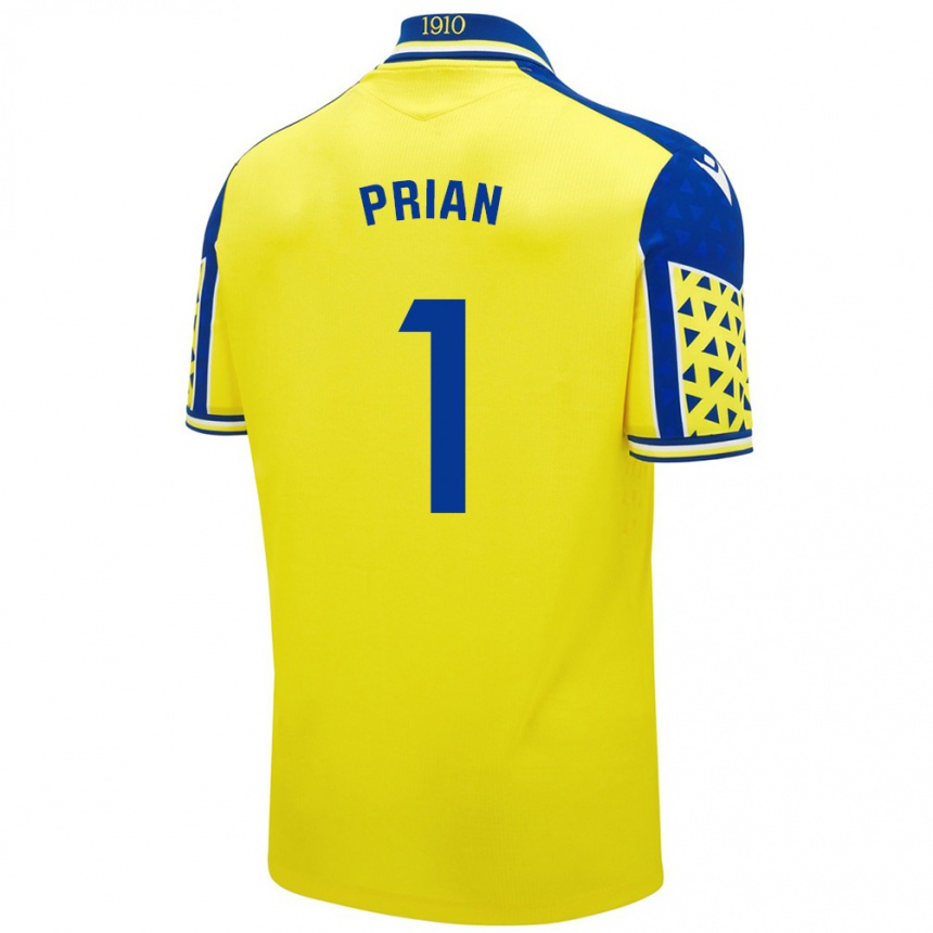 Niño Fútbol Camiseta Ana María Prián Pereira #1 Amarillo Azul 1ª Equipación 2024/25 Perú