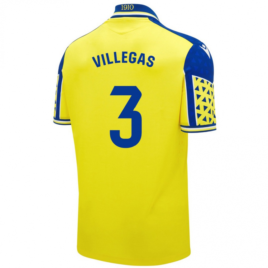 Niño Fútbol Camiseta Virginia Villegas Rico #3 Amarillo Azul 1ª Equipación 2024/25 Perú