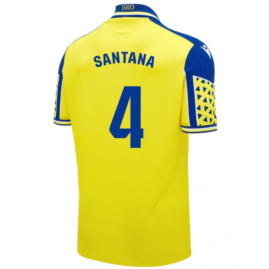 Niño Fútbol Camiseta María Del Carmen Santana Vázquez #4 Amarillo Azul 1ª Equipación 2024/25 Perú