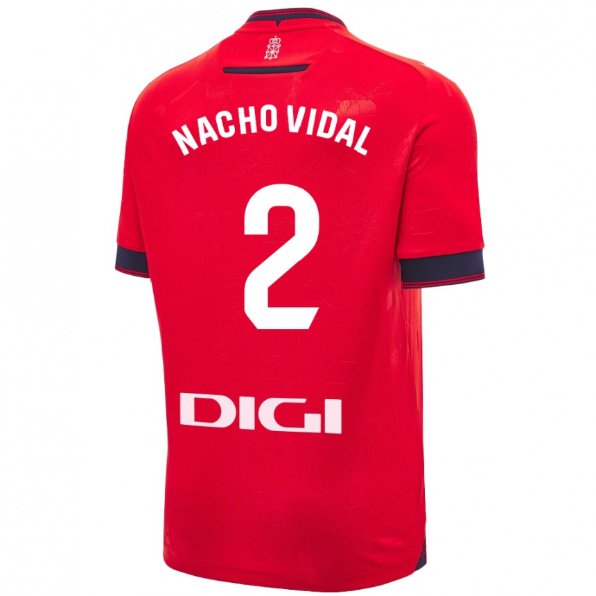 Niño Fútbol Camiseta Nacho Vidal #2 Rojo Blanco 1ª Equipación 2024/25 Perú