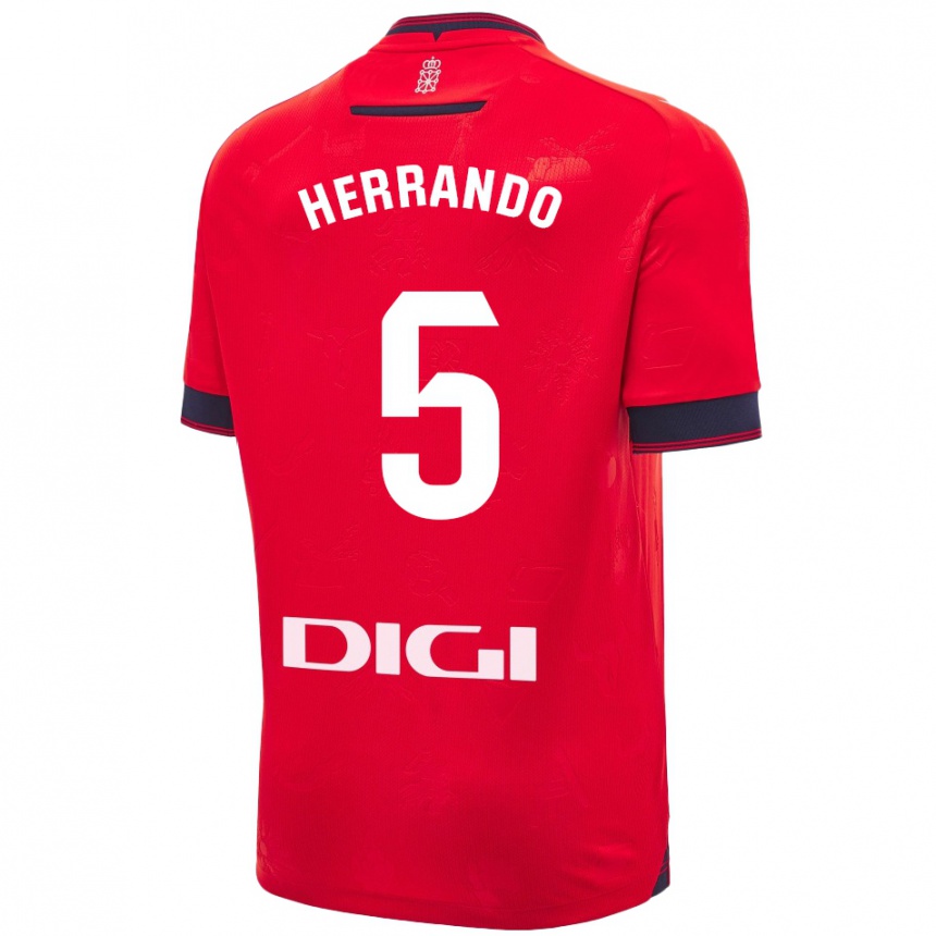 Niño Fútbol Camiseta Jorge Herrando #5 Rojo Blanco 1ª Equipación 2024/25 Perú