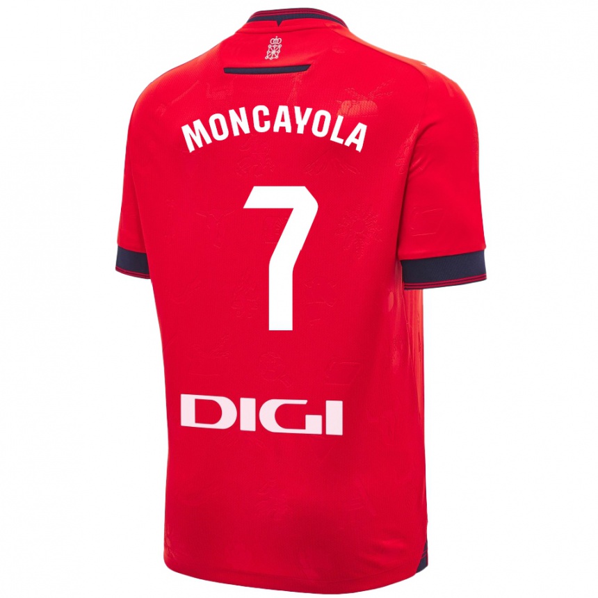 Niño Fútbol Camiseta Jon Moncayola #7 Rojo Blanco 1ª Equipación 2024/25 Perú