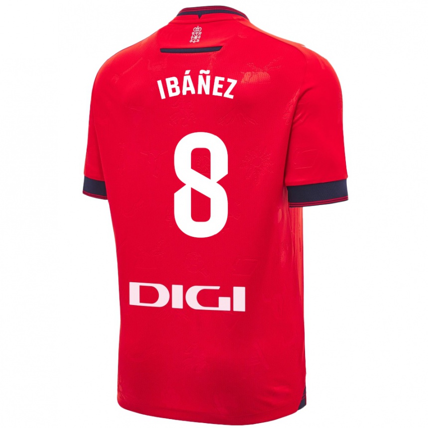 Niño Fútbol Camiseta Pablo Ibáñez #8 Rojo Blanco 1ª Equipación 2024/25 Perú