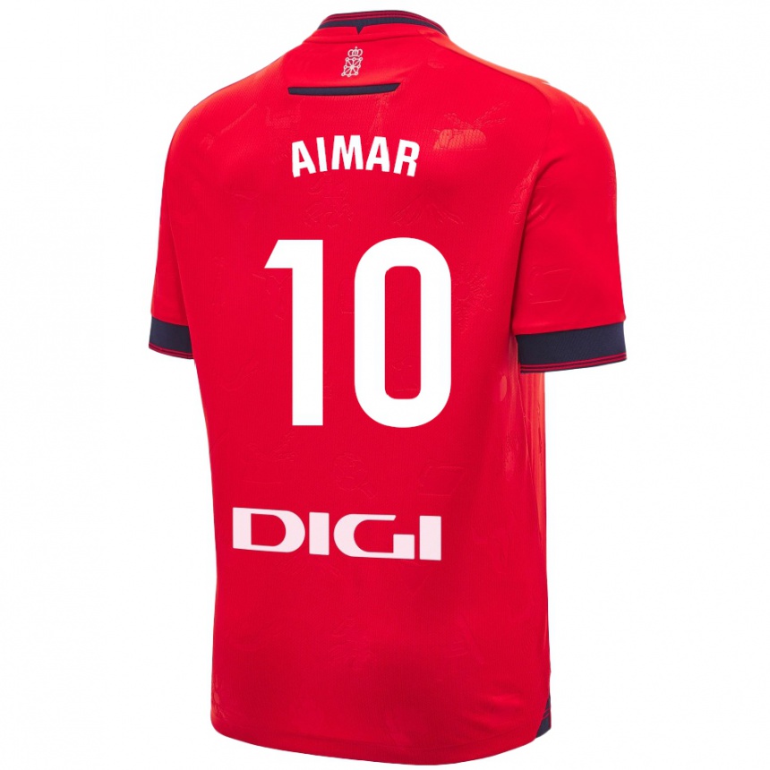 Niño Fútbol Camiseta Aimar Oroz #10 Rojo Blanco 1ª Equipación 2024/25 Perú