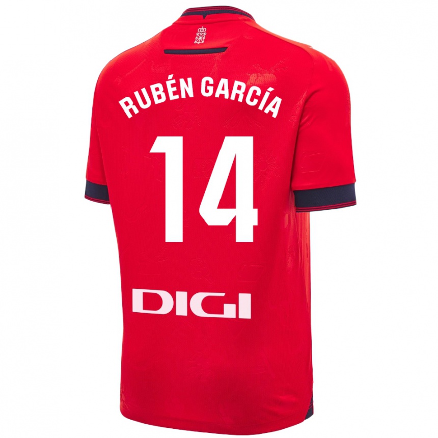 Niño Fútbol Camiseta Rubén García #14 Rojo Blanco 1ª Equipación 2024/25 Perú