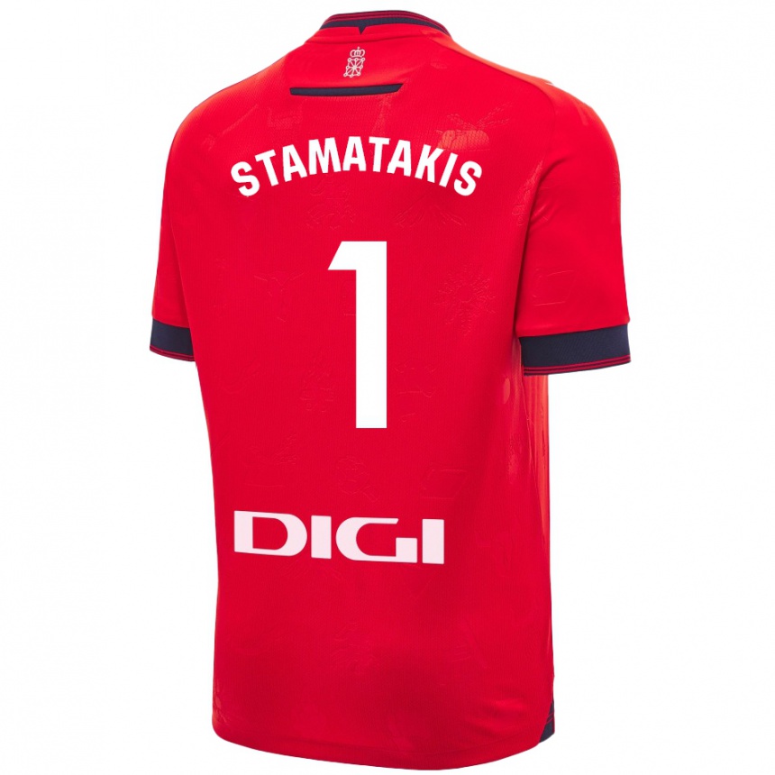 Niño Fútbol Camiseta Dimitrios Stamatakis #1 Rojo Blanco 1ª Equipación 2024/25 Perú