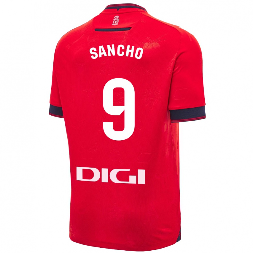 Niño Fútbol Camiseta Dani Sancho #9 Rojo Blanco 1ª Equipación 2024/25 Perú