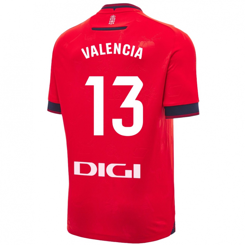 Niño Fútbol Camiseta Pablo Valencia #13 Rojo Blanco 1ª Equipación 2024/25 Perú