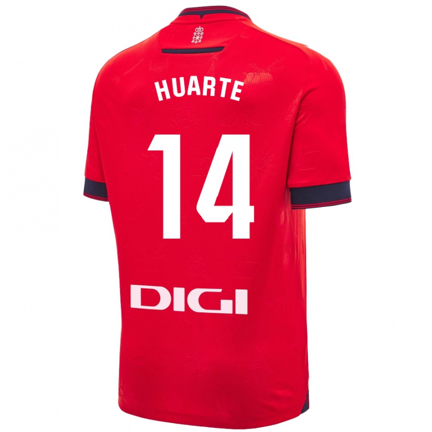 Niño Fútbol Camiseta Xabi Huarte #14 Rojo Blanco 1ª Equipación 2024/25 Perú