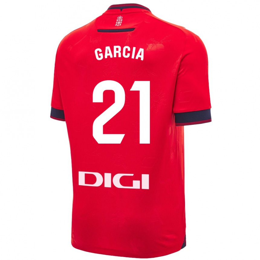 Niño Fútbol Camiseta Jon García #21 Rojo Blanco 1ª Equipación 2024/25 Perú