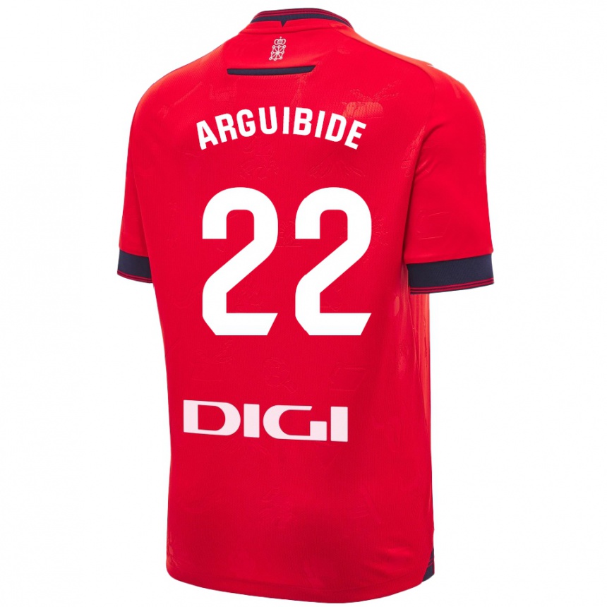 Niño Fútbol Camiseta Iñigo Arguibide #22 Rojo Blanco 1ª Equipación 2024/25 Perú