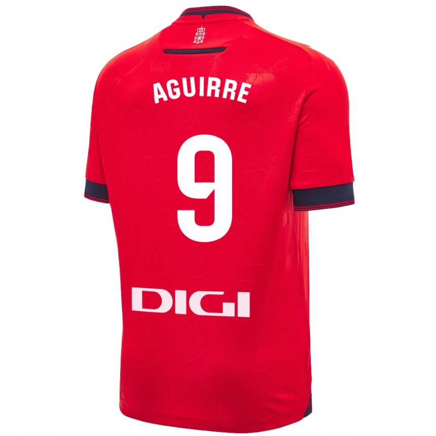 Niño Fútbol Camiseta Jorge Aguirre #9 Rojo Blanco 1ª Equipación 2024/25 Perú