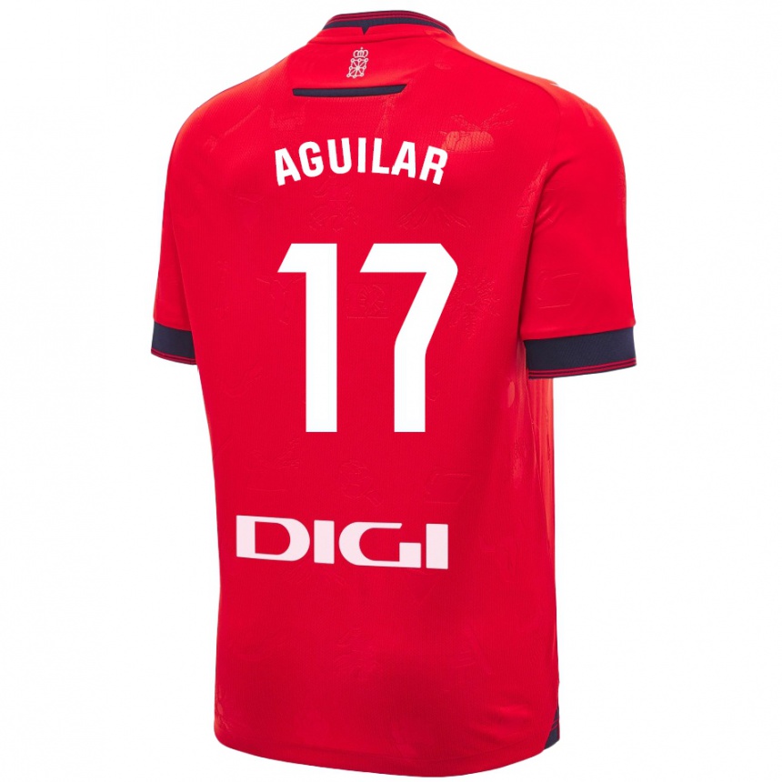 Niño Fútbol Camiseta Eneko Aguilar #17 Rojo Blanco 1ª Equipación 2024/25 Perú