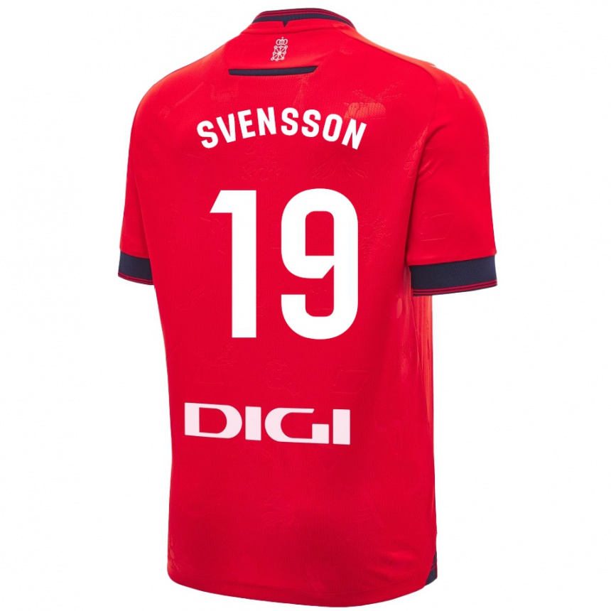 Niño Fútbol Camiseta Max Svensson #19 Rojo Blanco 1ª Equipación 2024/25 Perú