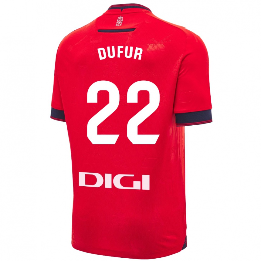 Niño Fútbol Camiseta Ander Dufur #22 Rojo Blanco 1ª Equipación 2024/25 Perú