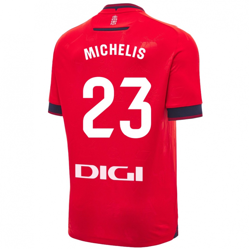 Niño Fútbol Camiseta Nikolaos Michelis #23 Rojo Blanco 1ª Equipación 2024/25 Perú