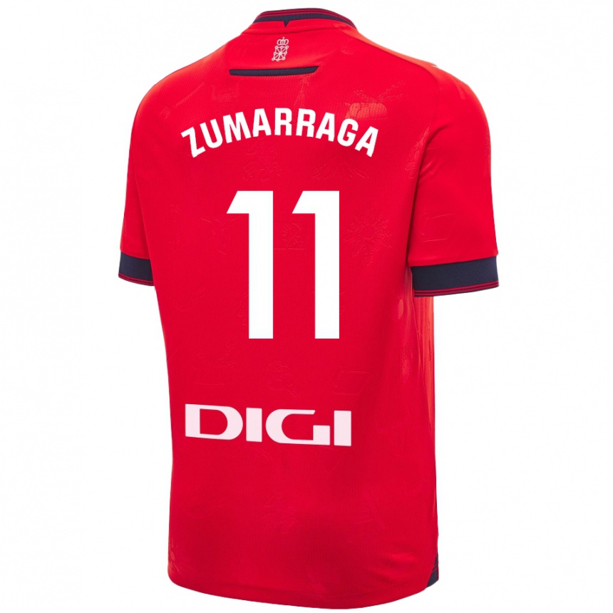 Niño Fútbol Camiseta Aitana Zumárraga Garde #11 Rojo Blanco 1ª Equipación 2024/25 Perú