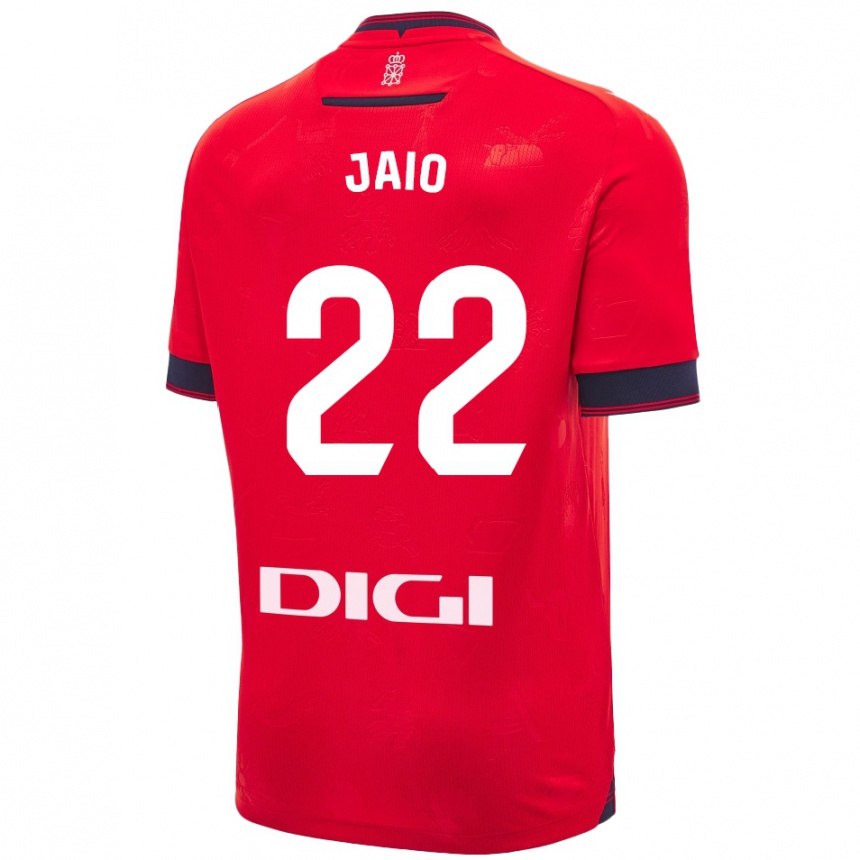 Niño Fútbol Camiseta Jaione Larraiotz Senosiain #22 Rojo Blanco 1ª Equipación 2024/25 Perú