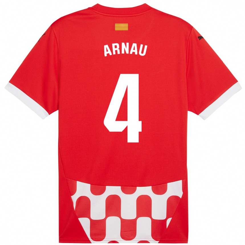 Niño Fútbol Camiseta Arnau Martínez #4 Rojo Blanco 1ª Equipación 2024/25 Perú