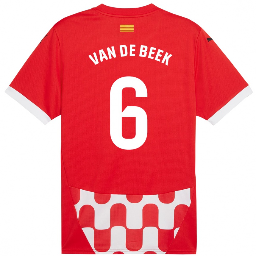 Niño Fútbol Camiseta Donny Van De Beek #6 Rojo Blanco 1ª Equipación 2024/25 Perú